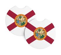 Portavasos para automóvil, diseño de bandera de Florida, paquete de 2 unidades, de neopreno, absorbentes, antideslizantes, ajuste universal, accesorios interiores para vehículo