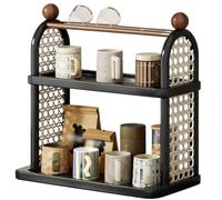 Portavasos Portavasos de Escritorio, Mesa Almacenamiento, Estante exhibición Doble Capa, colocación(Negro)