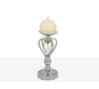 PORTAVELA LISO METAL PLATEADO BOLA VIDRIO