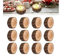 Portavelas, 12 Pieza Portavelas, Porta Velas Madera, Porta Velas Decorativas Adecuado para Halloween Fiesta de Navidad día de San Valentín Decoración del Hogar