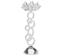 Portavelas Alto Plateado de Metal Cristal Forma de Flor Diamantes Falsos Elegante Glamour Oviedo