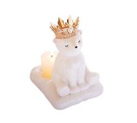 Portavelas Candleabra White Polar Bear Candle Holder Wearing Crown Holders Sparkling Cute Tealight Tea Light Candlestick Home Décor Gifts Mantle Decor Decoración para la repisa de la chimenea