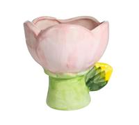 Portavelas Ceramica en Forma de Tulipán de Mesa, Candelabros Decorativos Modernos SePuede Usar como Florero/Maceta para Suculentas/Taza de Postre/Tazón de Cereales (A, 10L x 11H x 10W cm)