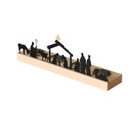 Portavelas con figuras de belén negro - 29 x 6 cm - silueta de pueblo navideño con soporte para 4 velas - Navidad Adviento invierno velas soporte mesa ventana decoración juego de sombras