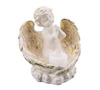 Portavelas con forma de ángel, estatua de ángel de querubin, estilo vintage, con columna romana, candelabro decorativo para el hogar, boda, pieza central, decoración de aniversario