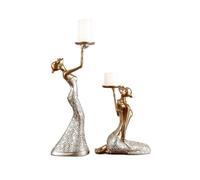 Portavelas con Funda para Velas Un par de candelabros creativos, Adornos Modernos y Sencillos for la Mesa del Comedor, Decorativos for el hogar(Silver,Grande)