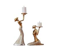 Portavelas con Funda para Velas Un par de candelabros creativos, Adornos Modernos y Sencillos for la Mesa del Comedor, Decorativos for el hogar(Gold,Grande)