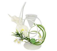 Portavelas con Inserto de Cristal y Vela de té con Flor de Calla, decoración de Mesa, lámpara de té, lámpara de Viento, decoración romántica, decoración de Boda