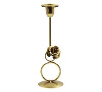 Portavelas cónico | Candelero romántico Dorado de Hierro Fundido con Flores | Soportes Retro para Mesa de Comedor y Chimenea