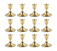 Portavelas cónicos decorativos vintage, candelabros de hierro, portavelas de hierro de 2.8 x 2.6 pulgadas para mesa de comedor, repisa (paquete de 4 cromos)