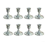 Portavelas cónicos decorativos vintage, candelabros de hierro, portavelas de hierro de 2.8 x 2.6 pulgadas para mesa de comedor, repisa (paquete de 8 cromados)