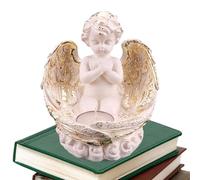 Portavelas de ángel con diseño de querubín vintage, con columna romana, figura conmemorativa para el hogar, boda, iglesia, bautismo