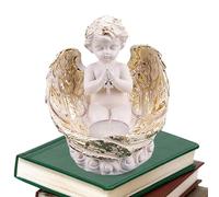 Portavelas de ángel, estatua de ángel de querubín vintage, portavelas con columna romana, escultura decorativa de iglesia para decoración de bautismo de baby shower