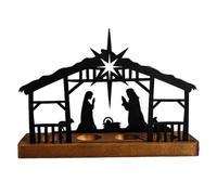 Portavelas De Belén | Decoración del Hogar De Pesebre Religioso Sagrado con Base De Madera - Portavelas De Adviento De Navidad,para Porche Patio Jardín Fiesta Festival Cocina Oficinas