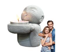 Portavelas de Buda, vela de estatua de Buda, decoración de velas de de Buda, estatuas sonrientes de piedra arenisca, monje zen, estatua de Buda bebé, esculturas de oración, adorno para la