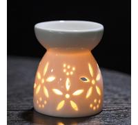 Portavelas de cerámica, quemador de aceite de cerámica, difusores perfumados con cuchara de té, difusor de aromaterapia W-ax calentador para relajación y meditación, decoración del hogar