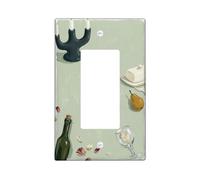 Portavelas de cocina individual basculante cubierta para interruptor de luz, botella de vino rústica vintage, pera de plástico verde otoño, tamaño estándar, placas de pared decorativas para sala de