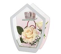 Portavelas de Cristal con Vela de té Decorada con Flor Rosa, portavelas, portavelas, decoración de Mesa, lámpara de té, lámpara de Viento, decoración romántica, decoración de Boda