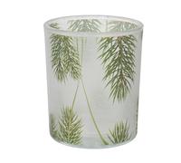 Portavelas de cristal de 8,3 cm, 1 unidad, con diseño de rama de abeto, portavelas para velas de té, decoración de mesa de Navidad, decoración de invierno