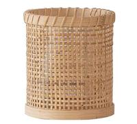 Portavelas de cristal de huracán tejido de ratán, florero de manga envuelta en clabro votivo decorativo para velas de pilar, candelabro rústico bohemio para luz de té para mesa central Wdeco