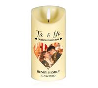 Portavelas de Cristal Personalizable con 2 Nombres Regalo Romántico para Pareja Aniversario y San Valentín (D)