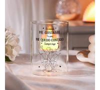Portavelas de Cristal Personalizable con 2 Nombres Regalo Romántico para Pareja Aniversario y San Valentín (B)