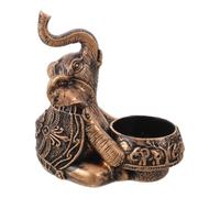 Portavelas de Elefante para Velas pequeñas de Resina Dorada | Acabado Liso Artesanal, Estilo Boho E Inspirado en India, Centro de Mesa Compacto