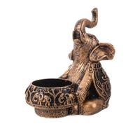 Portavelas de Elefante para Velas pequeñas Dorada en Resina | Figura Decorativa de 12x11x7cm, Acabado Suave Hecho a Mano, Estilo Boho para Yoga y Meditación