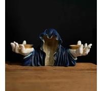 Portavelas de fantasma de Halloween, adornos de estatua de Halloween, terror gótico, candelabro espeluznante, decoración de festival para el hogar, cocina, fiesta, decoración de mesa (negro)
