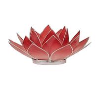 Portavelas de flor de loto rojo matizado y plata 1º chakra