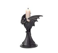 Portavelas de Halloween para dormitorio D-E-C-O-R gótico de lobo para decoración de Halloween, adorno de murciélago de resina, regalo de estatuto de juicio (A, talla única)