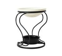 Portavelas de Hierro clásico, Vela aromática con Bandeja de cerámica Blanca para meditaciones y decoración de SPA en hogar, Soporte Decorativo