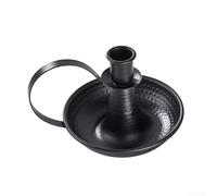 Portavelas de hierro con asa integrada para un transporte seguro, adecuado para decoración del hogar y recepciones de boda (negro grande)