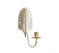 Portavelas de hierro para colgar en la pared con bandeja desmontable para decoración del hogar, acento de boda, construcción de metal resistente para un uso duradero (dorado)