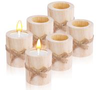 Portavelas de Madera Inodora Natural 5.8x7cm Soporte de Madera para Velas 6pcs Candelabros de Corteza de Madera no Tóxica para Halloween Fiesta de Navidad Valentín Hogar