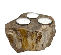 Portavelas de Madera Petrificada - Triple