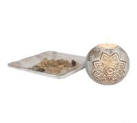 Portavelas de madera vintage, estilo nórdico rústico con patrón circular para decoración del hogar, cafetería y centro de mesa de boda, color blanco