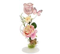 Portavelas de Metal con Cristal y Mariposas con Flores y Mariposas, decoración romántica