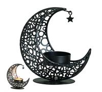 Portavelas de metal con luna creciente, soporte decorativo de luna de Ramadán islámico, lunas y estrellas 3D, soporte decorativo para velas de té, regalo Eid para musulmanes, decoraciones islámicas