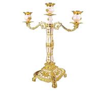 Portavelas De Metal De 3 Brazos, Candelabro De Metal Candelabro Elegante Europeo Portavelas Portavelas Romántico Portavelas Decoración Para Cena De Boda (Tres Cabezas Doradas Y