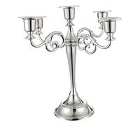 Portavelas de metal de 5 brazos para velas cónicas, candelabro vintage decorativo para boda, cena, fiesta, decoración del hogar (plateado)