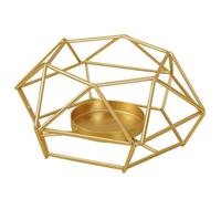 Portavelas de Metal, Hexagonal Metal Aromatherapy Container Candlestick Holder 2 Pieces Black Gold 13x5.5 cm(Golden)