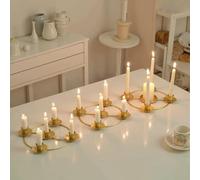 Portavelas de metal para corona de Adviento con capacidad de cinco velas, elegante adorno de mesa para varios temas de decoración del hogar
