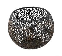 Portavelas de metal vintage con acabado dorado y patrones huecos para uso decorativo en el hogar y eventos (negro)