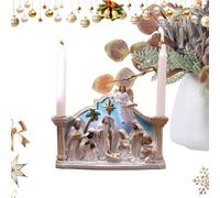 Portavelas de Navidad | Estatua de candelabro de Navidad | Decoración católica de resina para interior del hogar