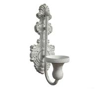 Portavelas de pared de estilo vintage envejecido para velas cónicas con marco de hierro fundido pesado, adecuado para mejorar las paredes de la sala de estar y el pasillo (gris)