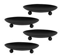 Portavelas de Pilar, Placa de Vela de Hierro, Plato Vela Decorativo para LED y Velas de Cera, Conos de Incienso, Soporte de Velas Pedestal Decoración para SPA, Bodas, Fiestas (Negro)