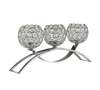 Portavelas de Puente con Cabezas, Modelo Cristal Europeo, Decoraci?n Mesa Artesanal para Casa, Candelabro Plateado