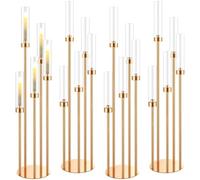 Portavelas de suelo, 5 brazos y 42.5 pulgadas de alto, juego de candelabros de metal con pantalla acrílica para decoración del hogar, centros de mesa para bodas, fiestas, decoración del hogar, centros