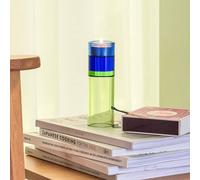 Portavelas de té Astro de Hübsch, verde/azul, cristal, 15 cm